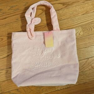 New With Tags Target X Stoney Clover Lane Pink Terry Cloth Embossed Beach Tote